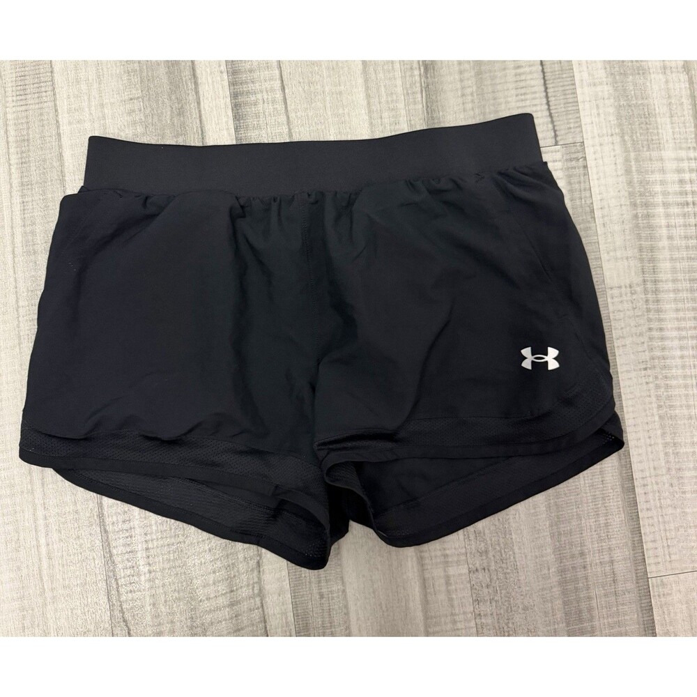 Under Armour Girls Fly by Short, Loose Fit, Black, Size Youth XL